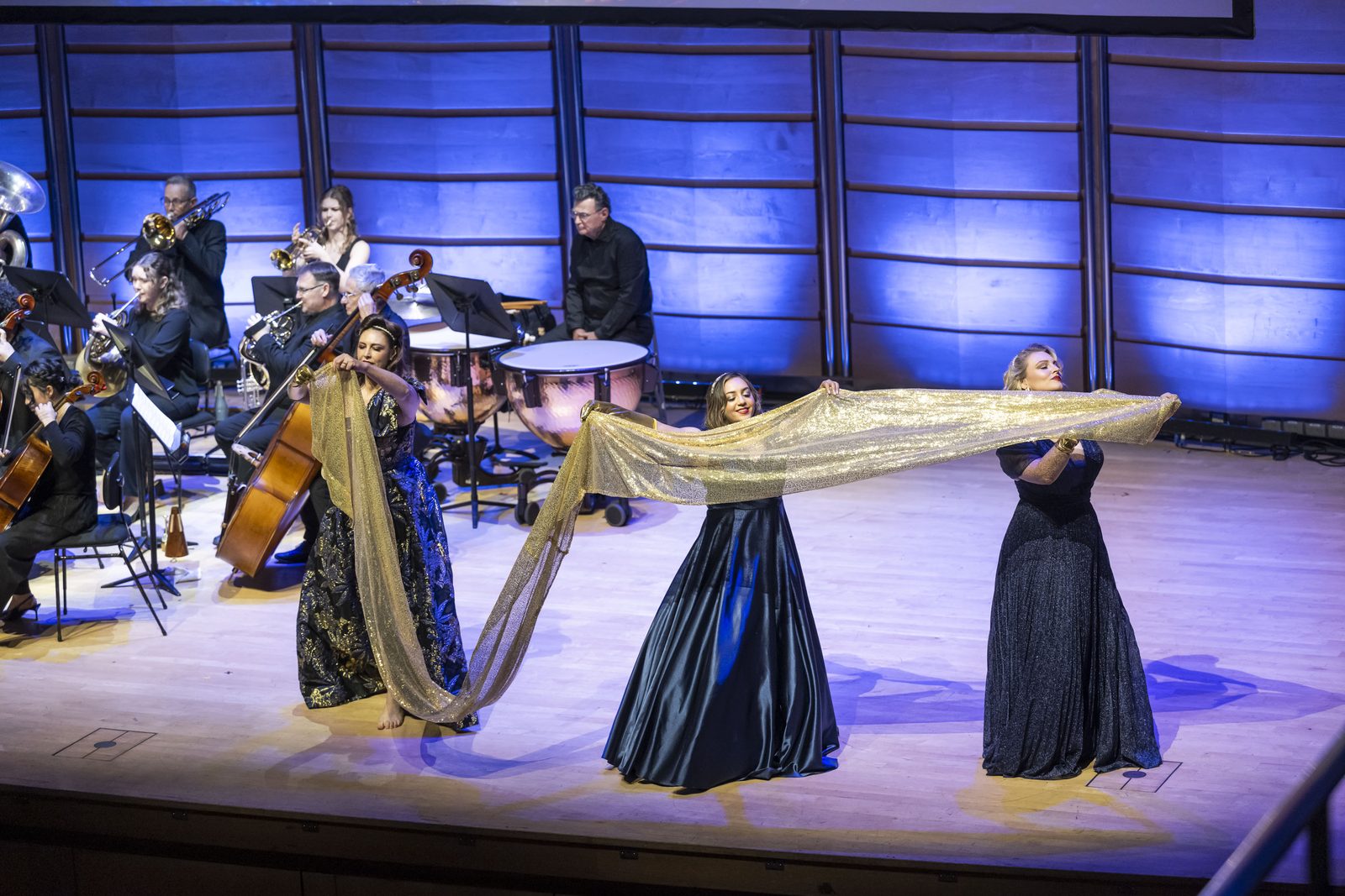 In concert with orchestra